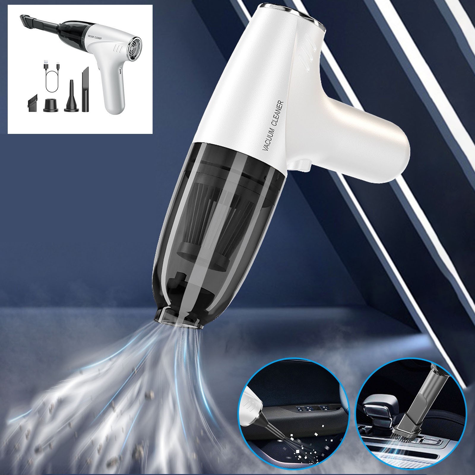 Car Mounted Vacuum Cleaner, Wireless Charging Model, Handheld Household Four in One Small Large Suction Collector, Desktop Cleaner, Smart Household Appliances